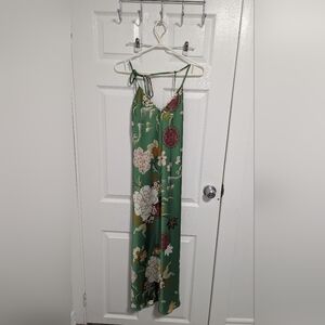 Zara Green/Floral Maxi Satin Dress